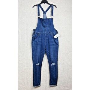 American Bazi Women's Size 3x Casual Distressed Look Denim Overalls NEW